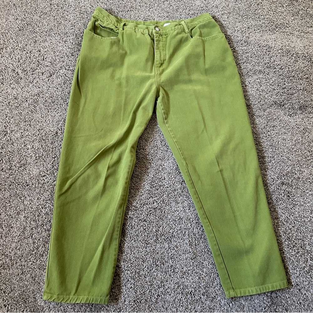 Green High Waisted Vintage 90's Cotton WAVE Jeans - Plus size midsize 16/18